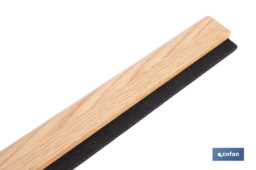 Burlete adhesivo de madera sostenible | Longitud de 91,5 cm | Disponible en diferentes acabados - Cofan