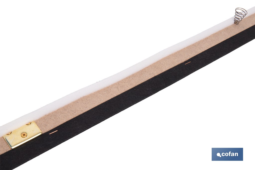 Burlete basculante de madera sostenible | Fijación mediante bisagra | Longitud de 91,5 cm | Disponible en diferentes acabados - Cofan