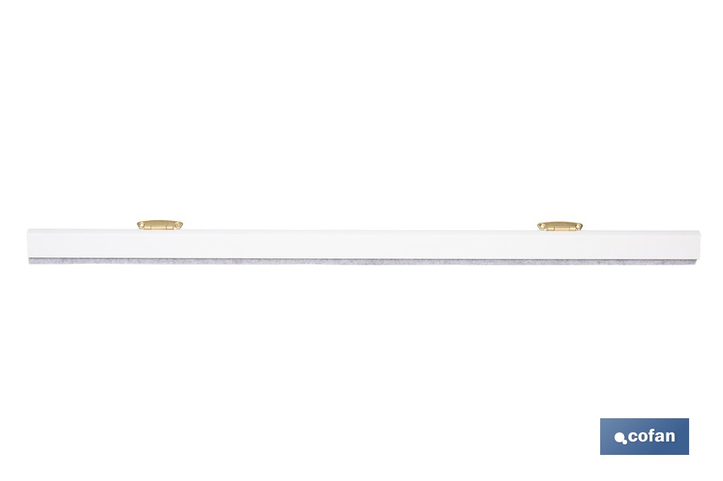 Burlete basculante de madera sostenible | Fijación mediante bisagra | Longitud de 91,5 cm | Disponible en diferentes acabados - Cofan