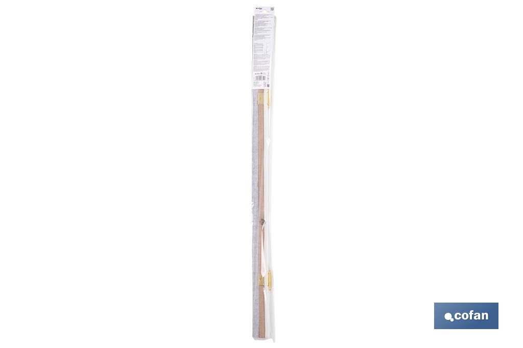 Burlete basculante de madera sostenible | Fijación mediante bisagra | Longitud de 91,5 cm | Disponible en diferentes acabados - Cofan
