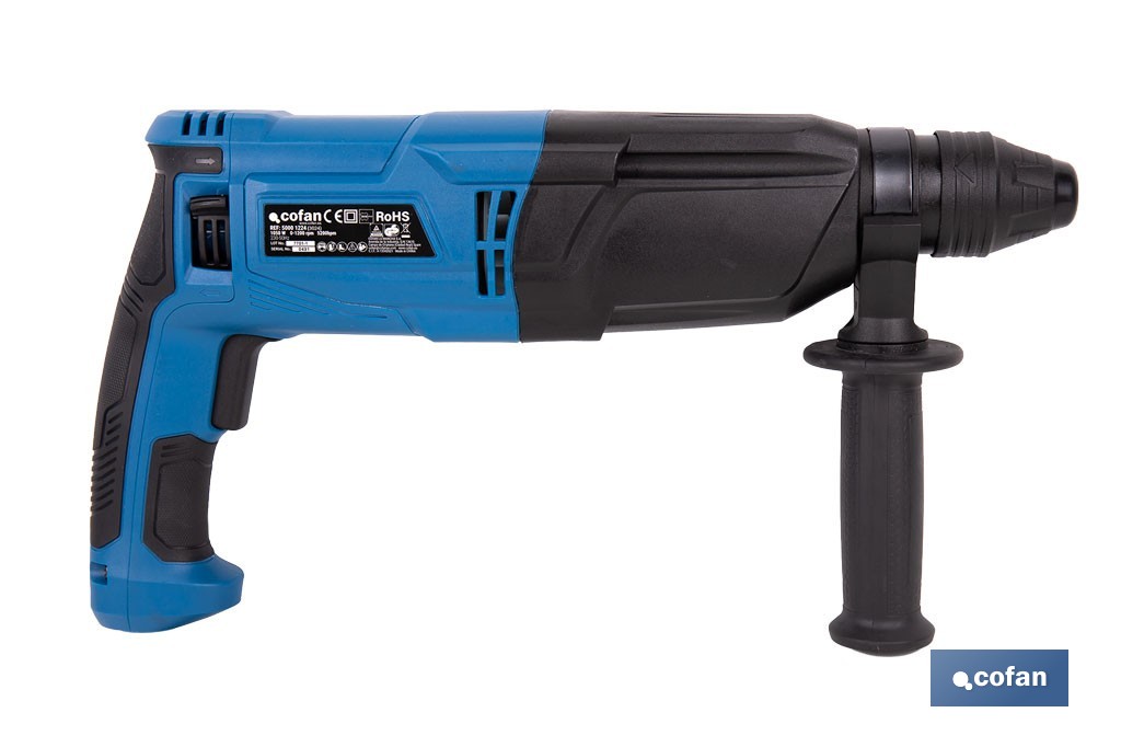 Taladro martillo perforador SDS-Plus | 1050 W, 5200 bpm con energía de impacto de 3,2 J | Accesorios incluidos - Cofan