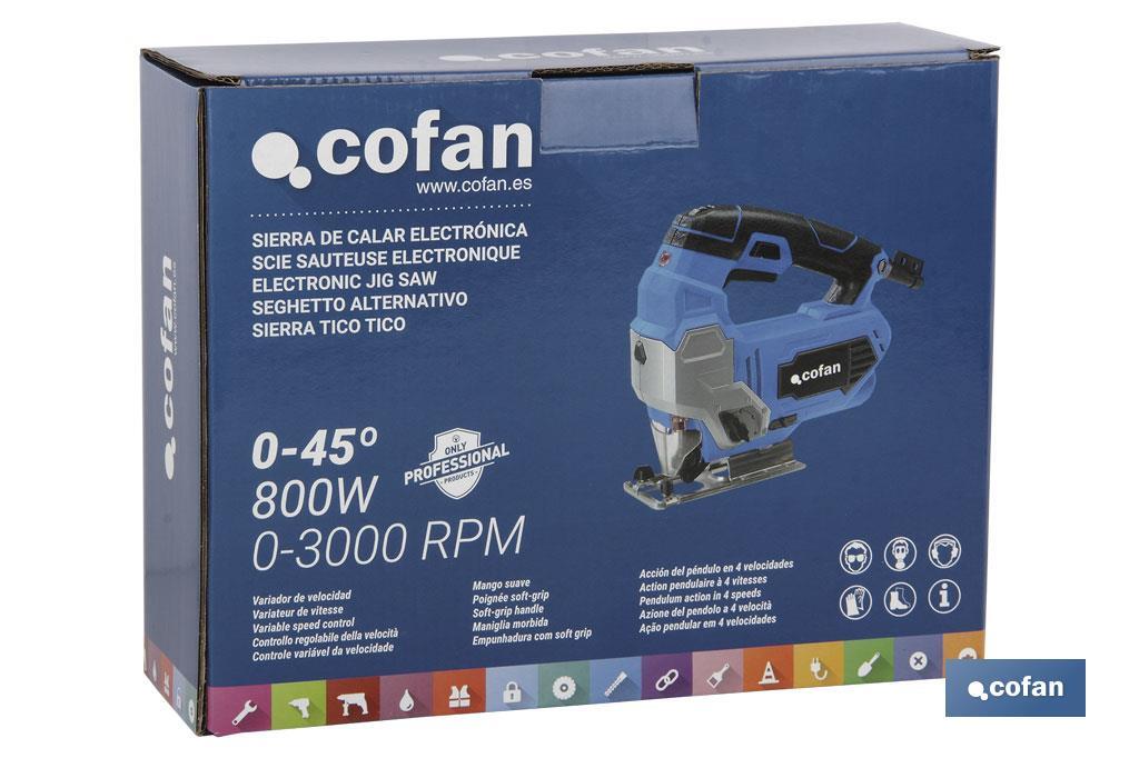 Sierra de calar electrónica 800W 0-45º (0-3000rpm) - Cofan