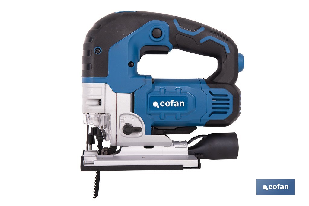 Sierra de calar eléctrica con corte pendular de 4 posiciones | 750 W; corte a bisel ±45°; Velocidad variable 800-3000 rpm - Cofan