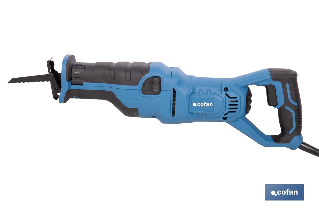 Sierra de sable eléctrica 1200 W 2800 rpm, acción pendular 3 posiciones + corte recto | Control de velocidad variable, cambio de hoja sin herramientas - Cofan