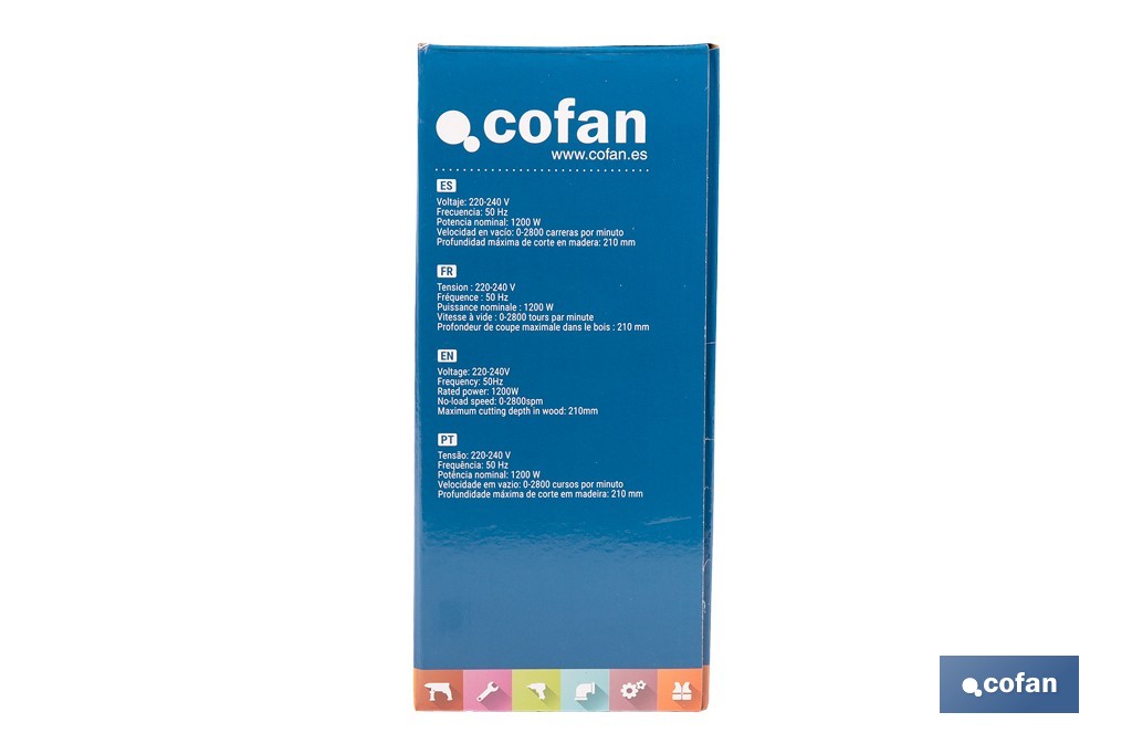 Sierra de sable eléctrica 1200 W 2800 rpm, acción pendular 3 posiciones + corte recto | Control de velocidad variable, cambio de hoja sin herramientas - Cofan