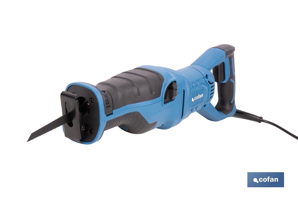 Sierra de sable eléctrica 1200 W 2800 rpm, acción pendular 3 posiciones + corte recto | Control de velocidad variable, cambio de hoja sin herramientas - Cofan