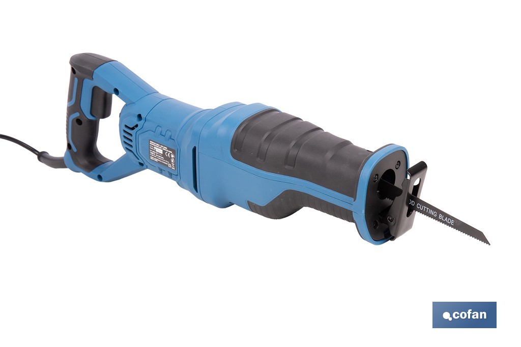 Sierra de sable eléctrica 1200 W 2800 rpm, acción pendular 3 posiciones + corte recto | Control de velocidad variable, cambio de hoja sin herramientas - Cofan