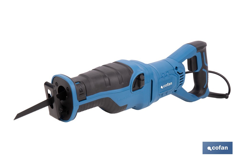 Sierra de sable eléctrica 1200 W 2800 rpm, acción pendular 3 posiciones + corte recto | Control de velocidad variable, cambio de hoja sin herramientas - Cofan