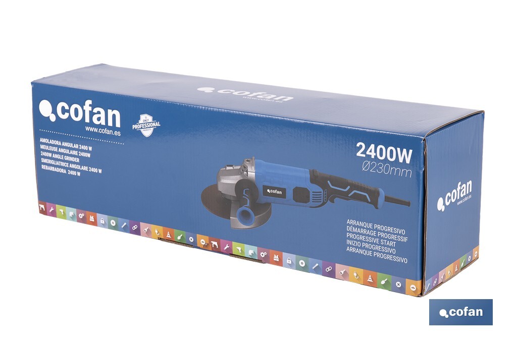 Meuleuse d'angle de 2400W | Meuleuse d'angle Ø230MM de démarrage progressif - Cofan