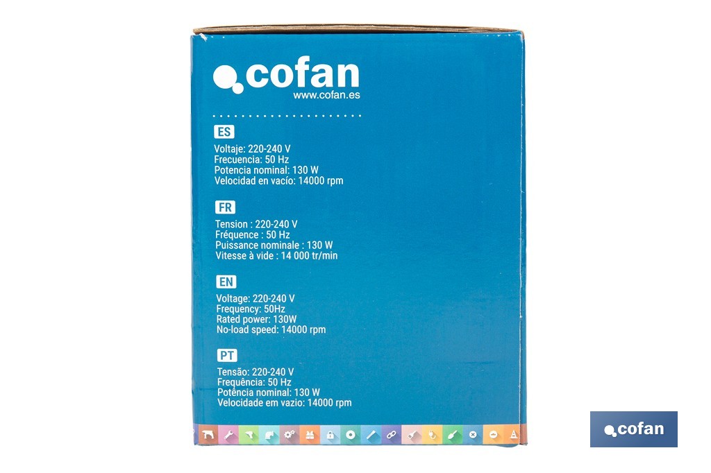 Lijadora mouse eléctrica 130 W 14 000 rpm, aspiración de polvo | Base de velcro con 5 agujeros | Ideal para madera, chapa, laca o relleno - Cofan