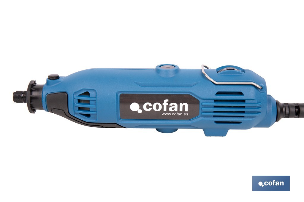 Multiherramienta rotativa 135 W 8000-33000 rpm, velocidad variable | Ideal para cortar, fresar, pulir y perforar | Incluye kit de accesorios intercambiables - Cofan
