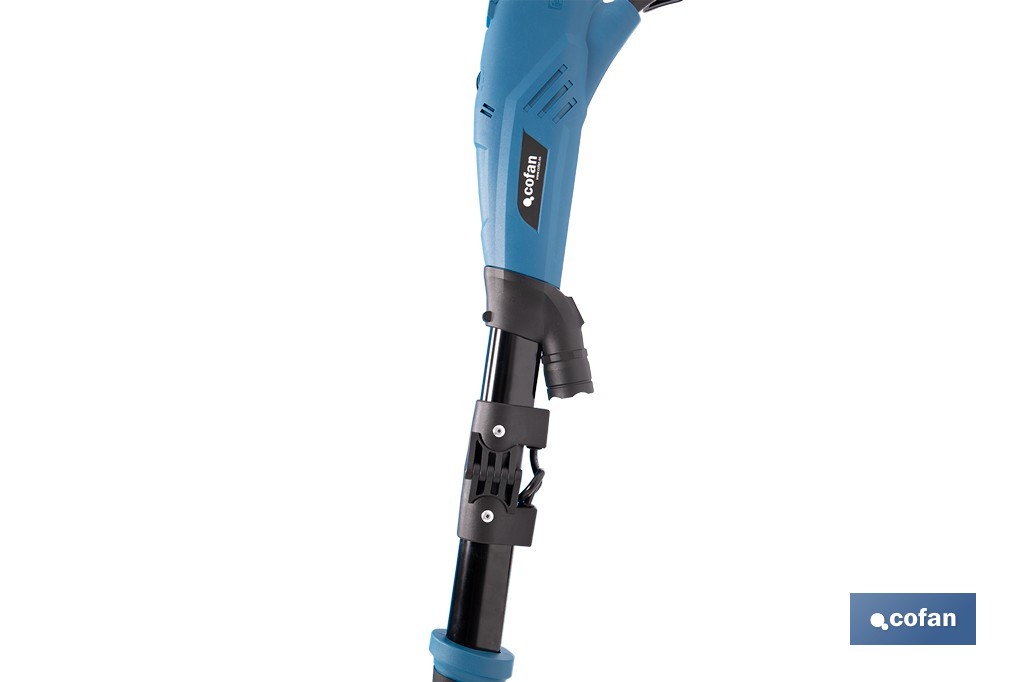 Lijadora de pared y techo eléctrica 710 W 1500 rpm | Tubo extensible, aspiración de polvo y luz LED integrada | Incluye maletín y 6 discos de lija - Cofan