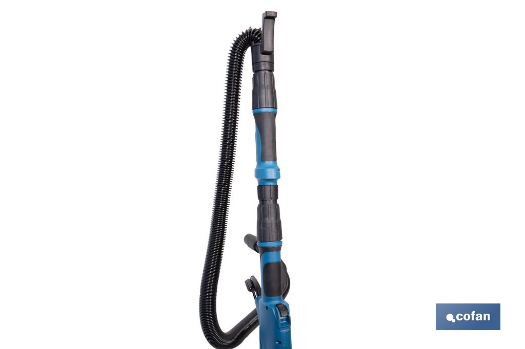 Lijadora de pared y techo eléctrica 710 W 1500 rpm | Tubo extensible, aspiración de polvo y luz LED integrada | Incluye maletín y 6 discos de lija - Cofan