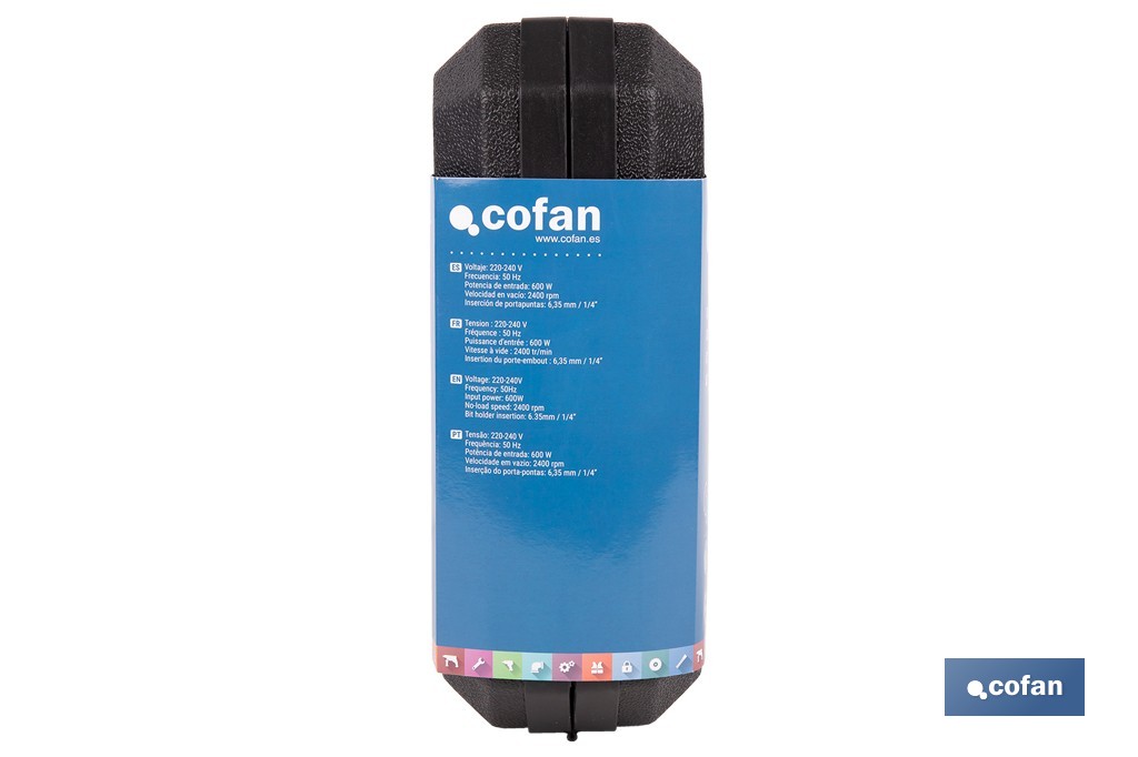 Atornillador eléctrico para paredes de yeso 600 W 2400 rpm | Velocidad variable, inserción de portapuntas 1/4" | Diseño ergonómico para trabajos continuos - Cofan