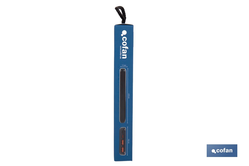 Batería externa portátil de 20 W con USB-A y USB tipo C | Power bank 10.000 mAh de polímero de litio 3,7 V - Cofan