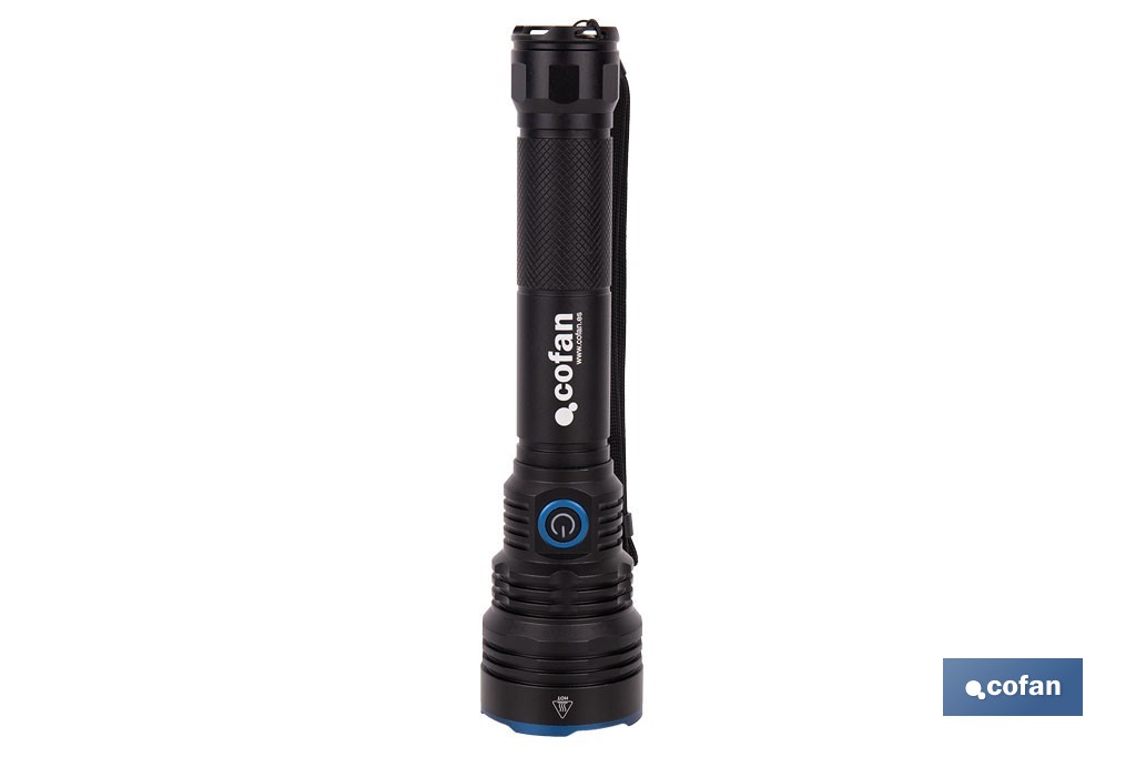 Linterna LED de alta potencia | Recargable con 6 modos de luz | Disponible en dos potencias: 18.000 lm y 10.000 lm - Cofan