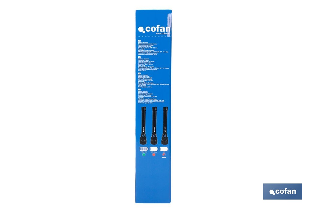Linterna LED de alta potencia | Recargable con 6 modos de luz | Disponible en dos potencias: 18.000 lm y 10.000 lm - Cofan