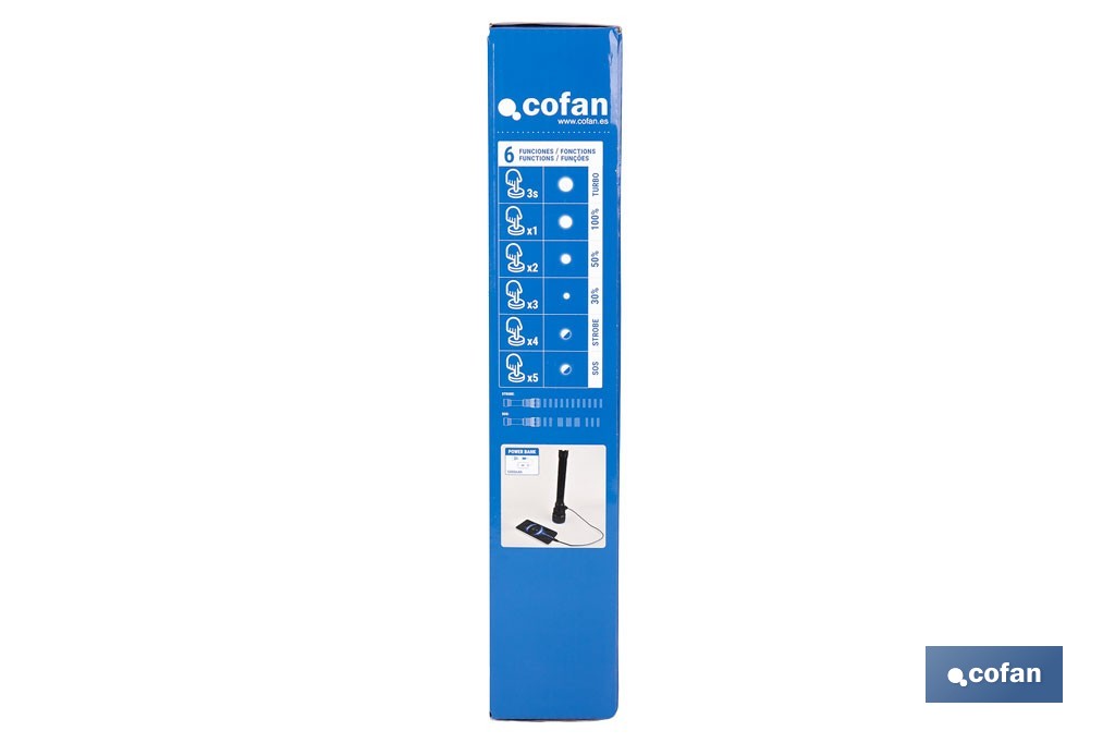 Linterna LED de alta potencia | Recargable con 6 modos de luz | Disponible en dos potencias: 18.000 lm y 10.000 lm - Cofan