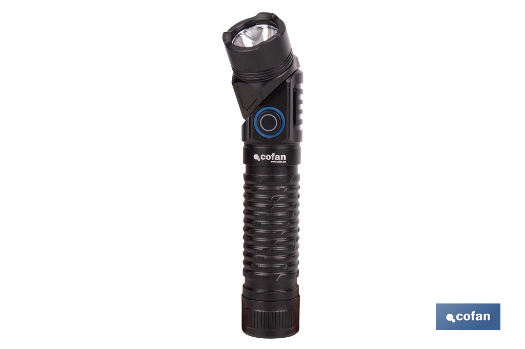 Linterna LED plegable y recargable con 5 modos de luz y con base magnética | 1200 lm, alcance de 100 m - Cofan