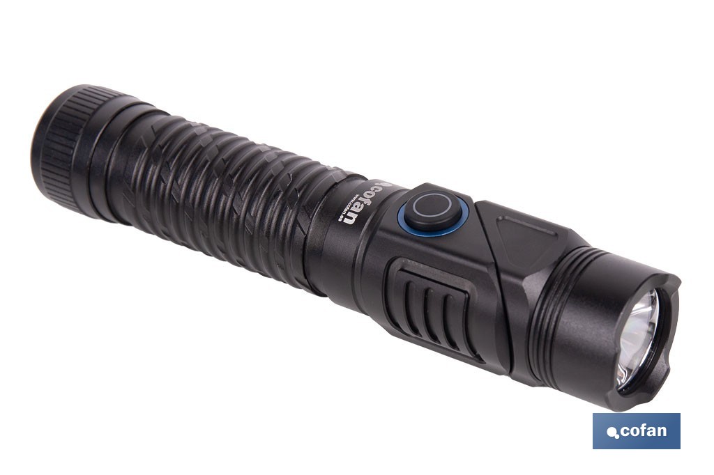 Linterna LED plegable y recargable con 5 modos de luz y con base magnética | 1200 lm, alcance de 100 m - Cofan
