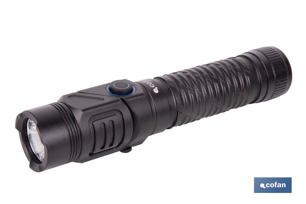Linterna LED plegable y recargable con 5 modos de luz y con base magnética | 1200 lm, alcance de 100 m - Cofan