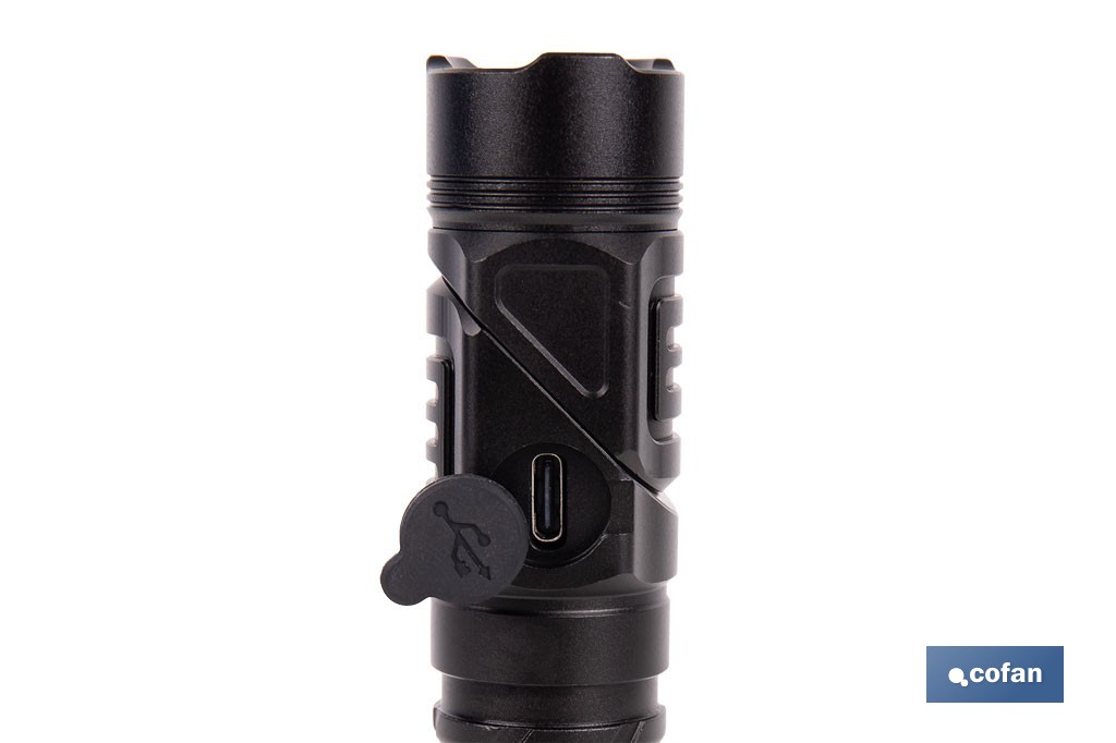 Linterna LED plegable y recargable con 5 modos de luz y con base magnética | 1200 lm, alcance de 100 m - Cofan