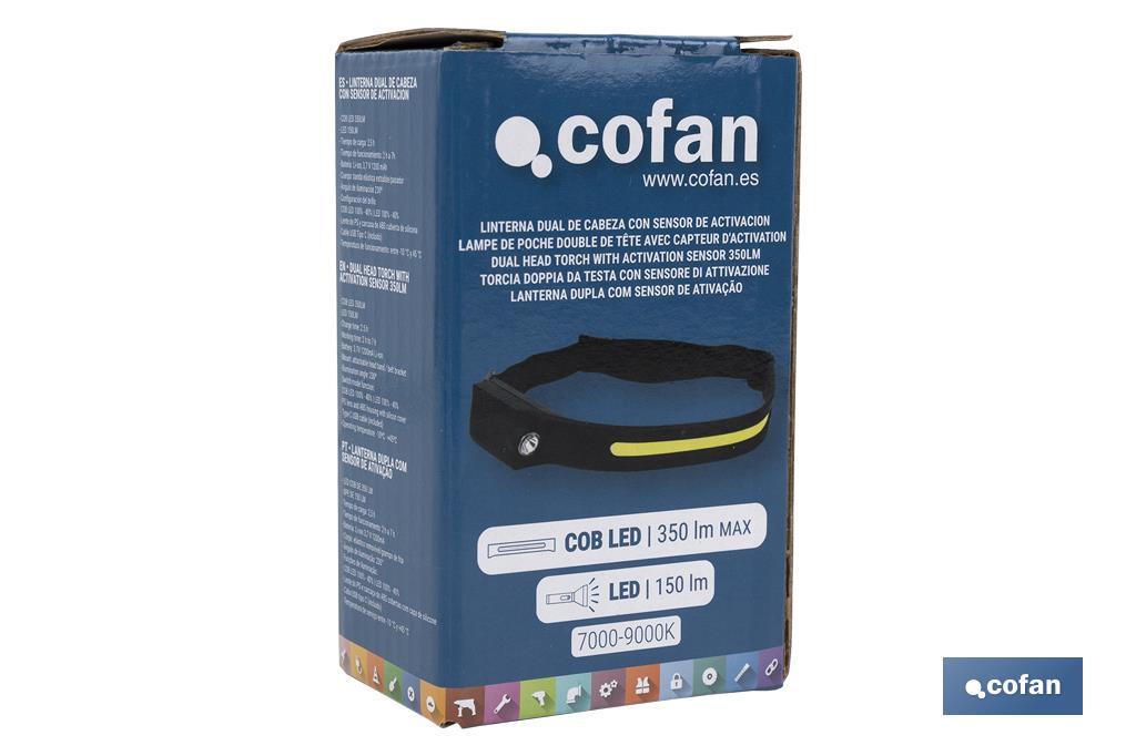 Lampe Torche de tête double avec capteur d'activation | 350 lm - Cofan