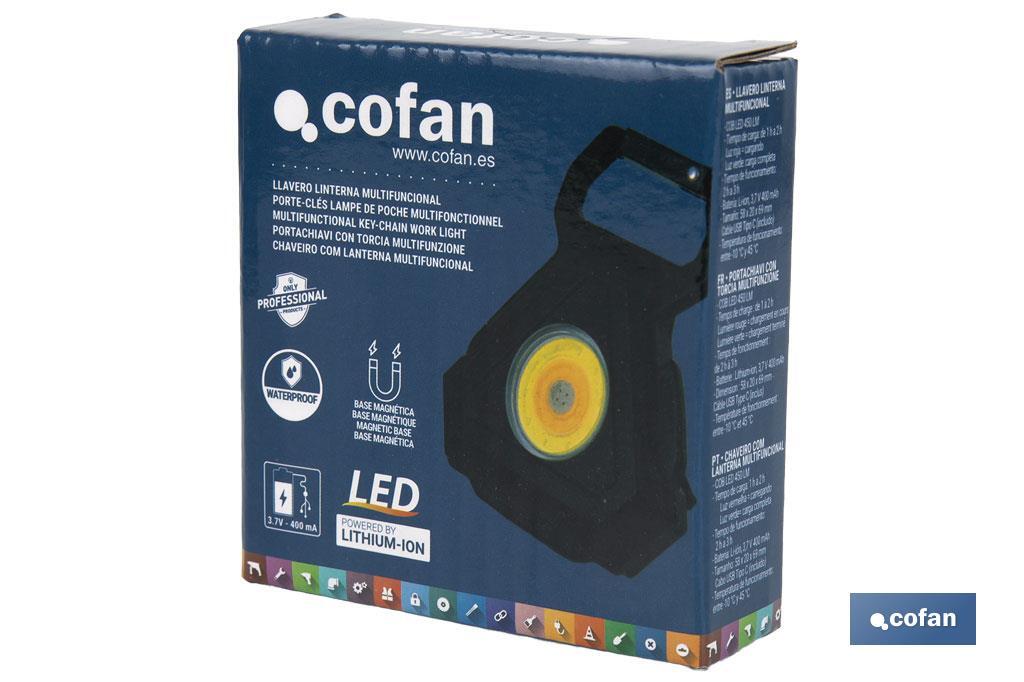 Mini Cob Led Rechargeable Flashlight | Mini LED work light with hook and extra strong magnet - Cofan