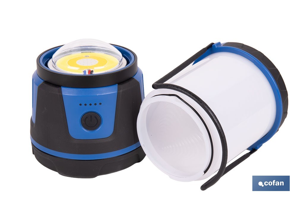 Linterna de camping COB LED 2000 lm recargable con 5 modos de luz | Iluminación regulable - Cofan