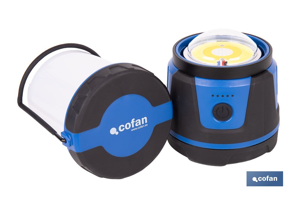 Linterna de camping COB LED 2000 lm recargable con 5 modos de luz | Iluminación regulable - Cofan