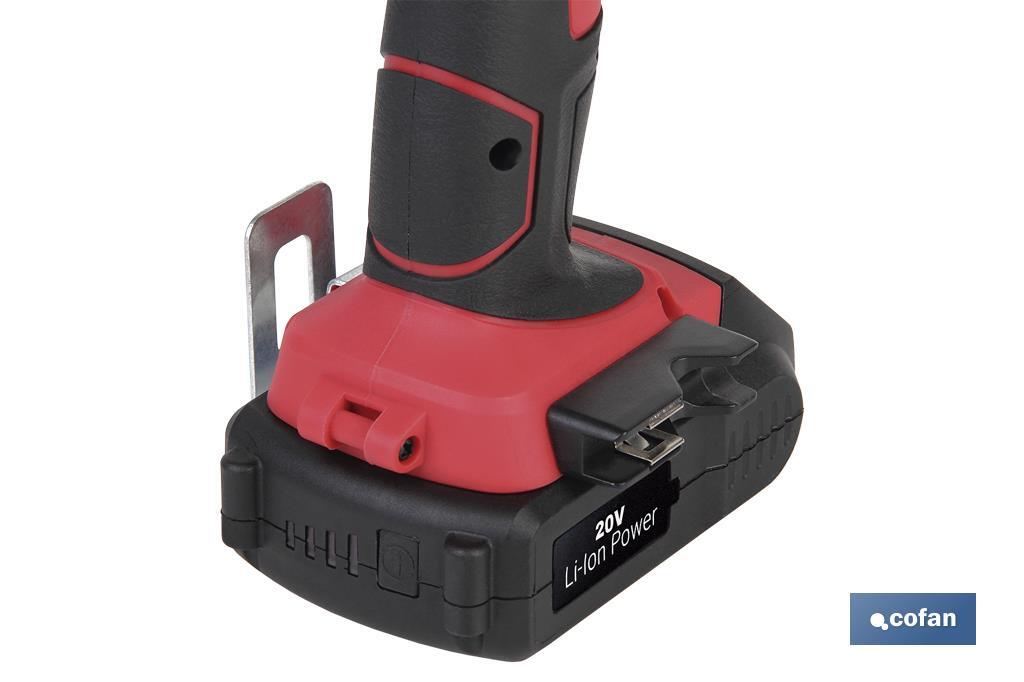 Taladro Percutor a Batería con 1300 rpm | Batería Li-ion de 20V - 1,5 Ah + Cargador incluidos - Cofan