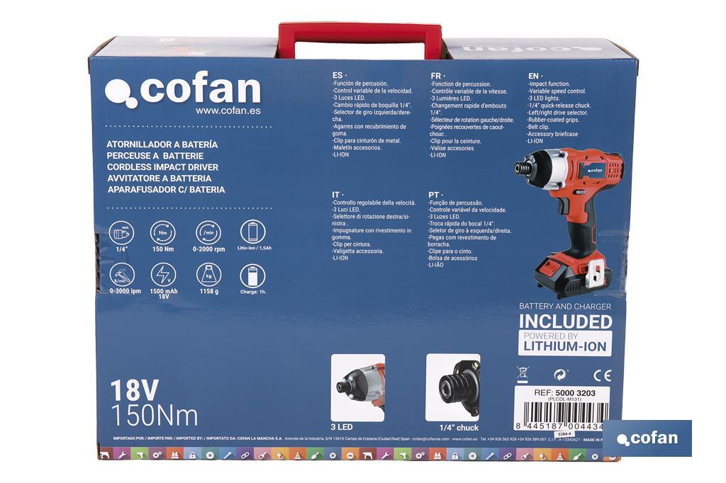 LI-ION CORDLESS IMPACT DRIVER - Cofan