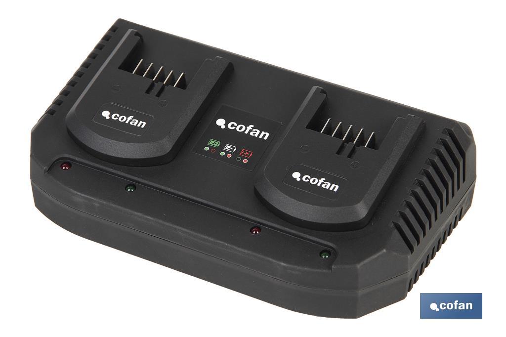 Chargeur de Batteries Double | Charge rapide | 2x3,5A - 18V - Cofan