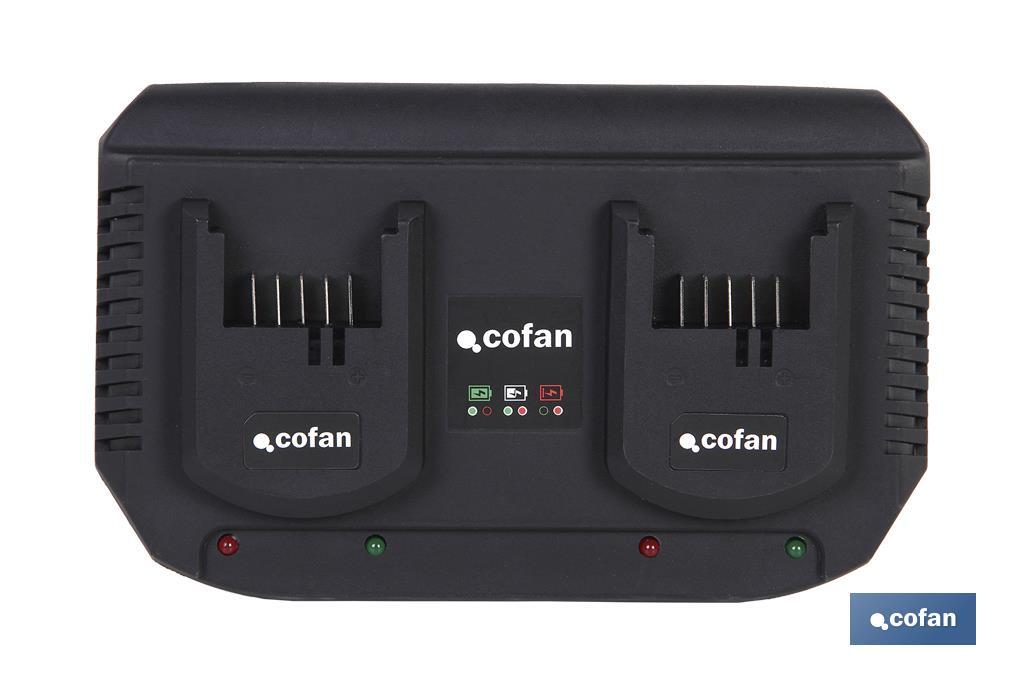 Chargeur de Batteries Double | Charge rapide | 2x3,5A - 18V - Cofan