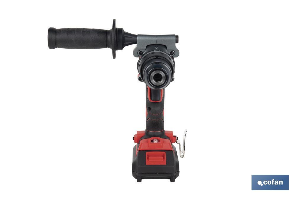 Taladro percutor y atornillador sin escobillas | 2 velocidades | Incluye maletín con batería Li-Ion de 20 voltios y 2.0 Ah + cargador - Cofan