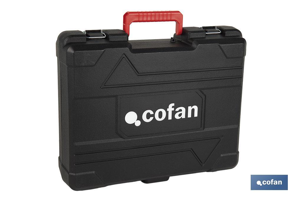 Atornillador percutor de impacto sin escobillas | Para puntas 1/4" Hex | Control de velocidad variable | Maletín, batería Li-ion de 20V y 2,0 Ah y cargador incluido - Cofan