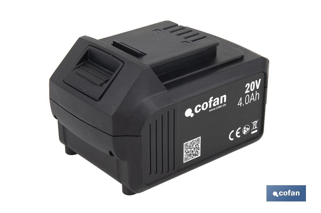 Kit de motosierra a batería con dos baterías de litio 20 V 4.0 Ah | Motosierra sin escobillas | Espada de 10" | Eficiencia y precisión en cortes de madera - Cofan