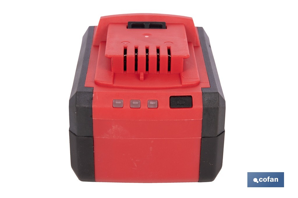 Batería Li-Ion recargable 20 V 6.0 Ah | Compatible con sistema 1 for All | Alta autonomía, protección avanzada | Indicador led de carga - Cofan