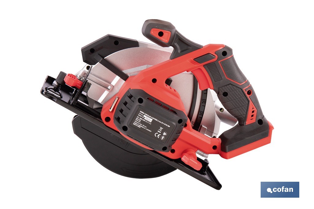 Sierra circular a batería 20 V con motor brushless | Disco de corte de Ø185 mm | 3650 rpm | Corte de profundidad hasta 50 mm | Incluye accesorios | Disponible con y sin batería y cargador - Cofan