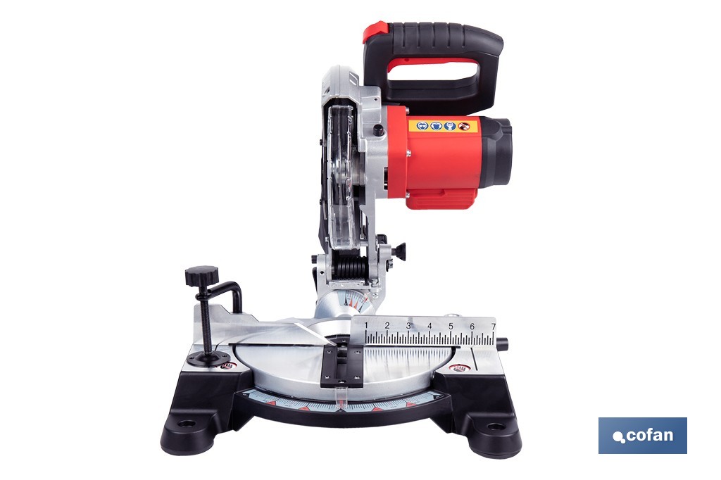 Ingletadora a batería 20 V con motor brushless | Corte máx. 105 mm, inclinación -45°/+45°, velocidad 3200 rpm | Incluye bolsa de polvo | Disponible con y sin batería y cargador - Cofan