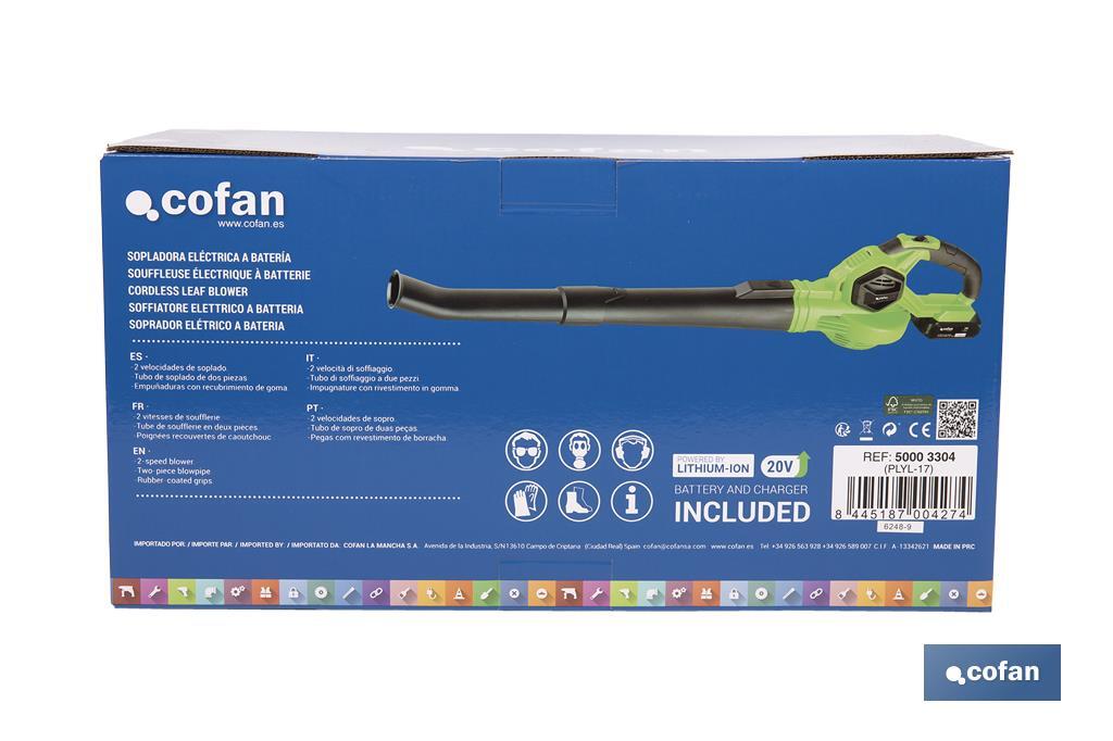 Battery-powered leaf blower - Cofan