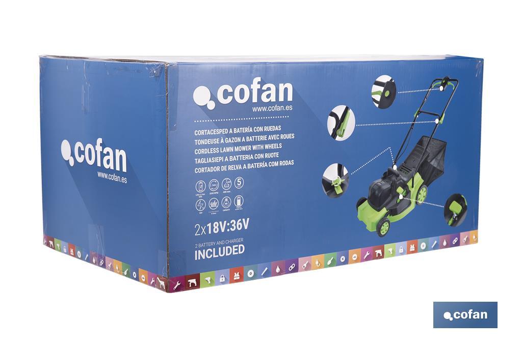Tondeuse à gazon électrique avec roues | 36 V | 3200 tr/min | 5 Positions de coupe - Cofan
