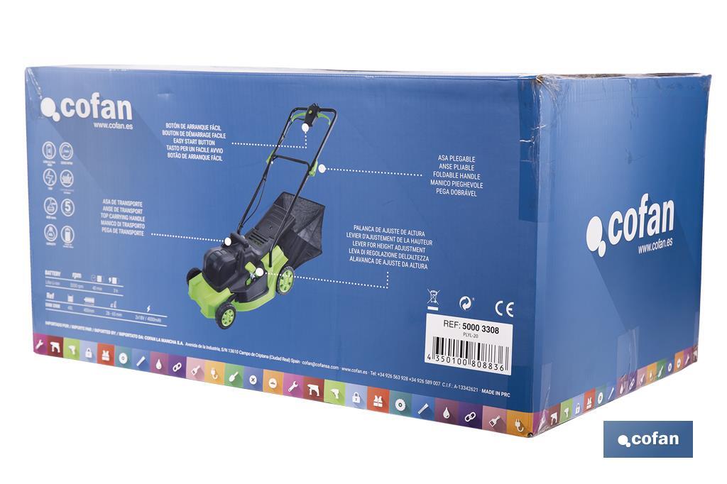 Tondeuse à gazon électrique avec roues | 36 V | 3200 tr/min | 5 Positions de coupe - Cofan