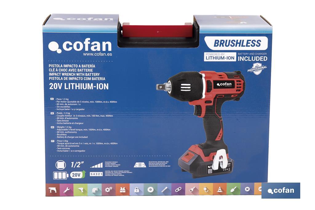 Clé à choc | 1/2" À Batterie | 20 V - Cofan