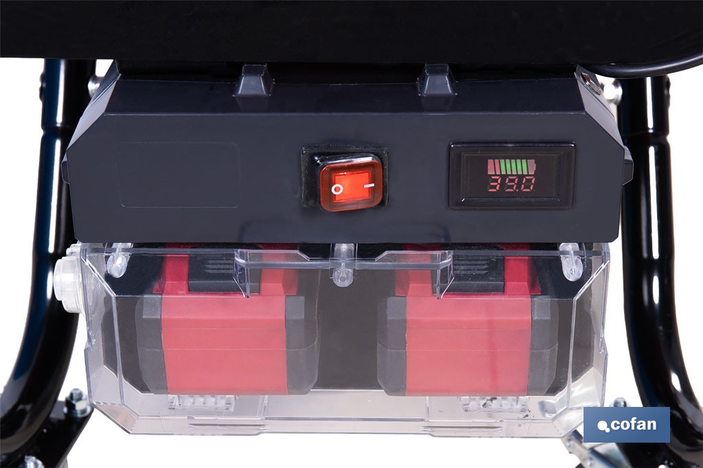 Carretilla de obra eléctrica a batería 20 V | Carga máxima de 260 kg | Motor de 500 W, batería Li-Ion 20 V 6.0 Ah - Cofan