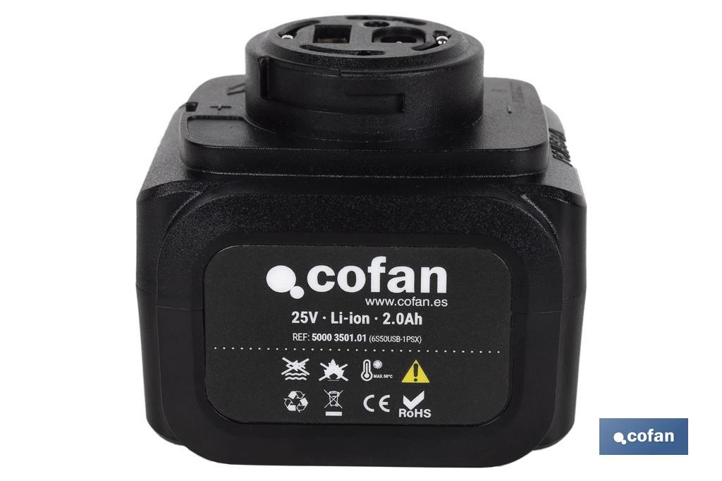 Rechargeable battery for pruning shears | Power: 25V 2.0Ah - Cofan