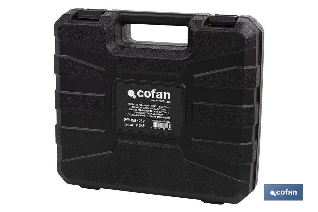 Tijeras de Podar Eléctricas | Funcionamiento a Batería Li-ion 25 V 2 Ah - Cofan