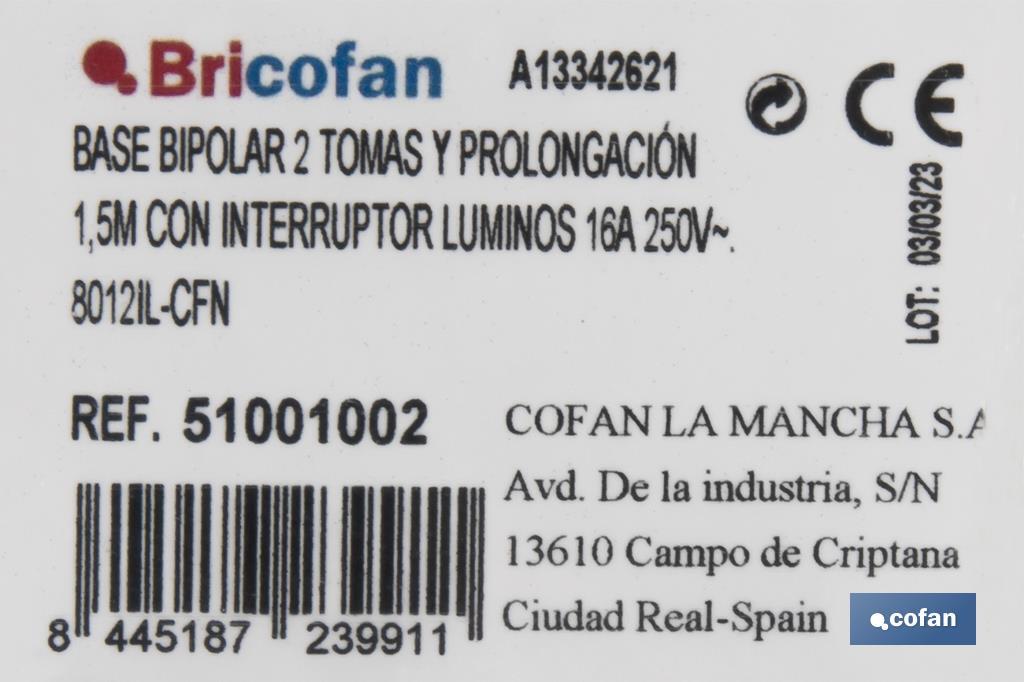 Régua de alimentação 2 tomadas - Cofan