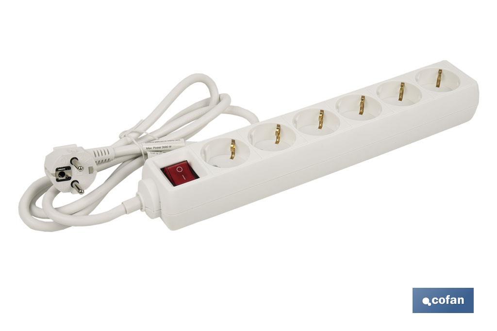 Power strip with 6 outlets | Cable of 1.4m in length | Power switch - Cofan