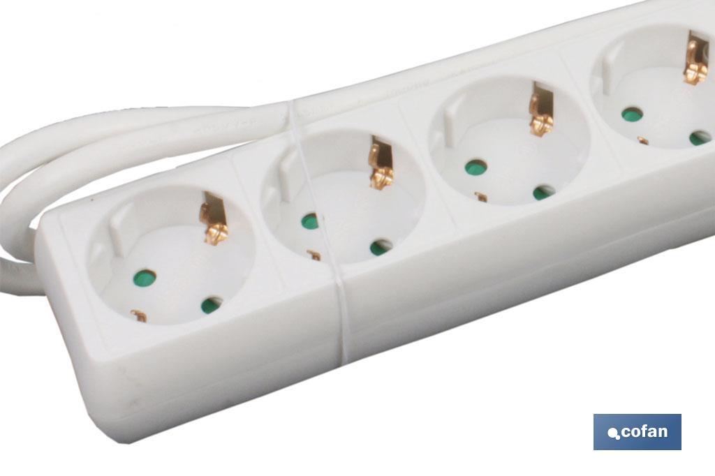 Power strip with 6 outlets | Cable of 1.4m in length | Power switch - Cofan